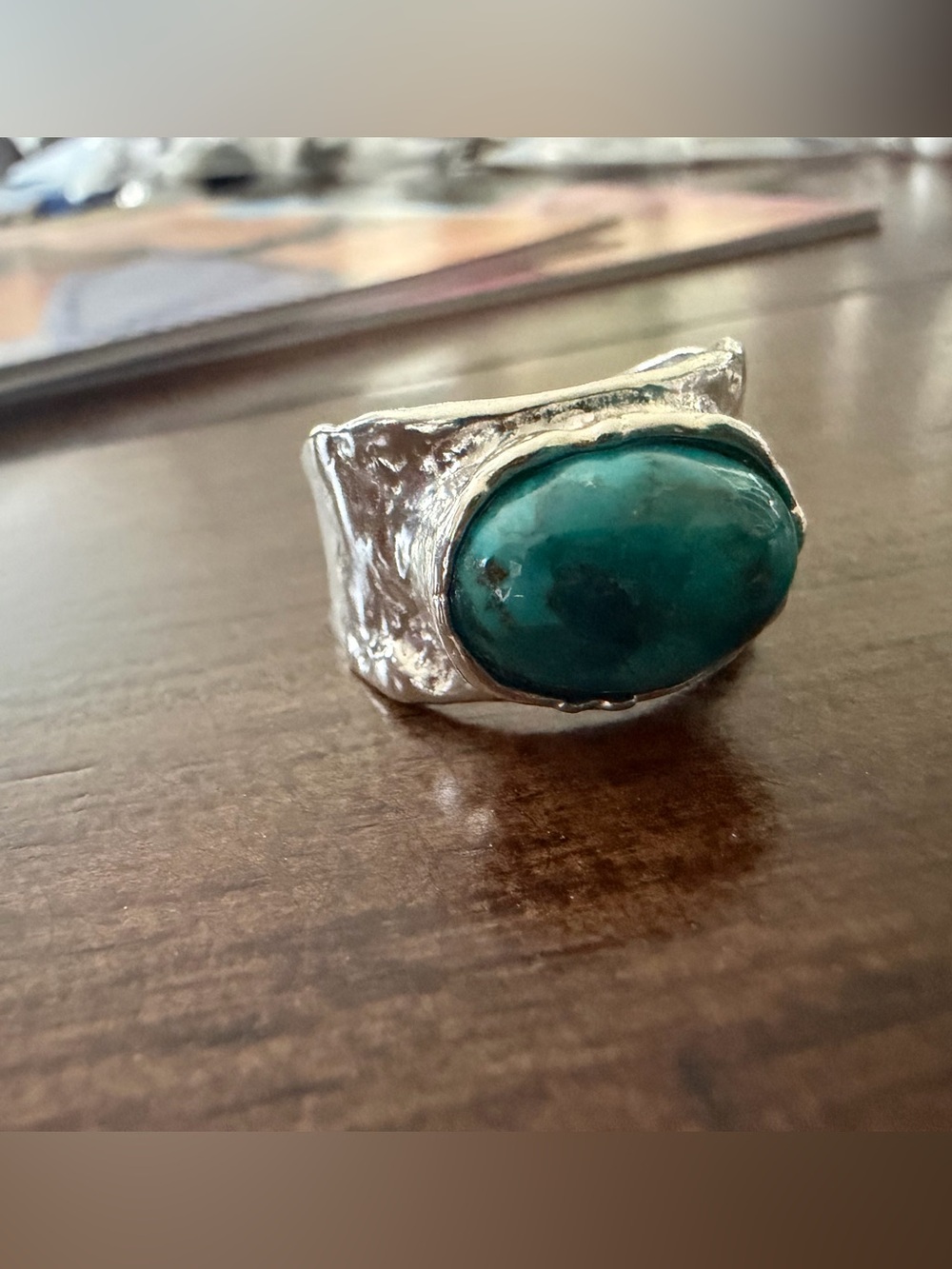 Grace & Heart G&H CALLA Ring .925 SS Turquoise SIZE 10 WIDE BAND R2104 Jewelry